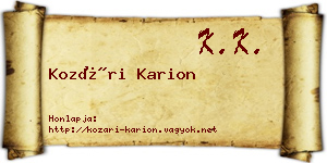 Kozári Karion névjegykártya